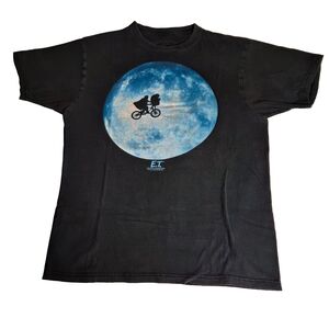 E.T. MOVIE T-SHIRT Ripple Junction Flying Bicycle Moon Graphic Tee Black Size M
